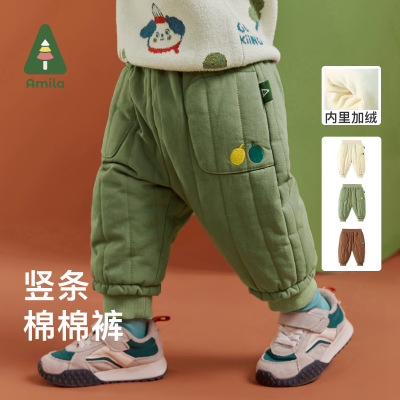 啊咪啦儿童加绒棉裤纯棉