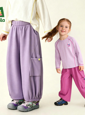 Amila女童户外防水工装裤春秋款儿童宝宝休闲长裤子宽松小孩洋气