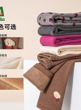 Amila女童甜美加绒打底裤冬款儿童宝宝弹力加厚长裤子小女孩保暖