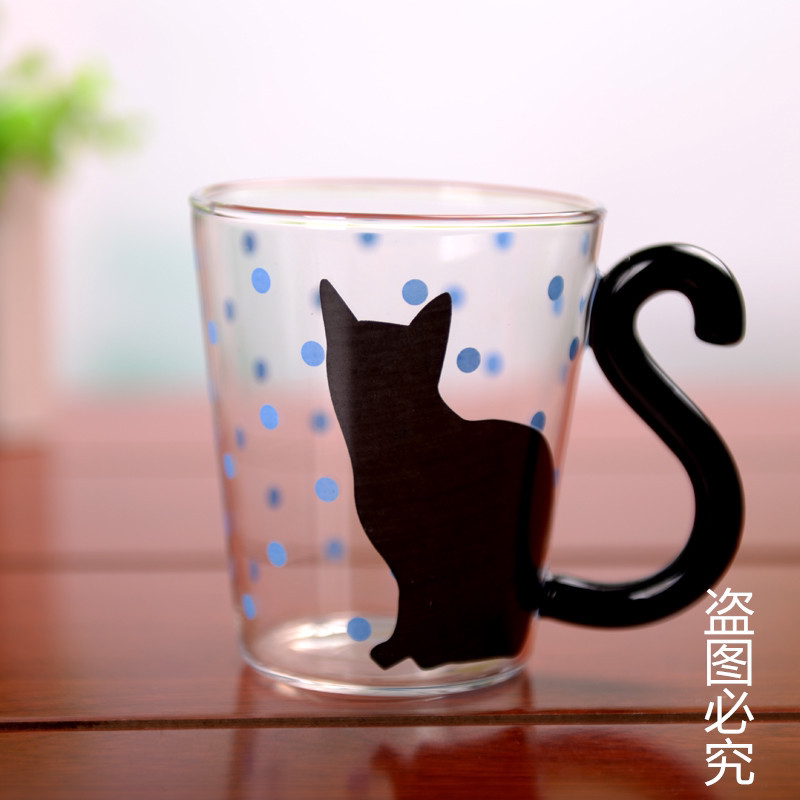 可爱猫杯纯手工耐热玻璃杯创意玻玻璃杯