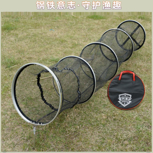 新款不锈钢鱼护加厚涂胶速干防臭渔护网兜装鱼袋铝圈防磨黑坑鱼户