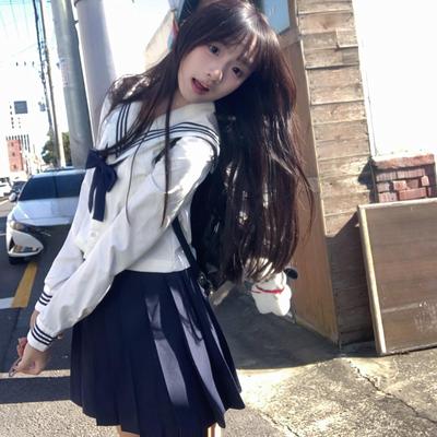 宽松基础款日系学院风长袖水手服