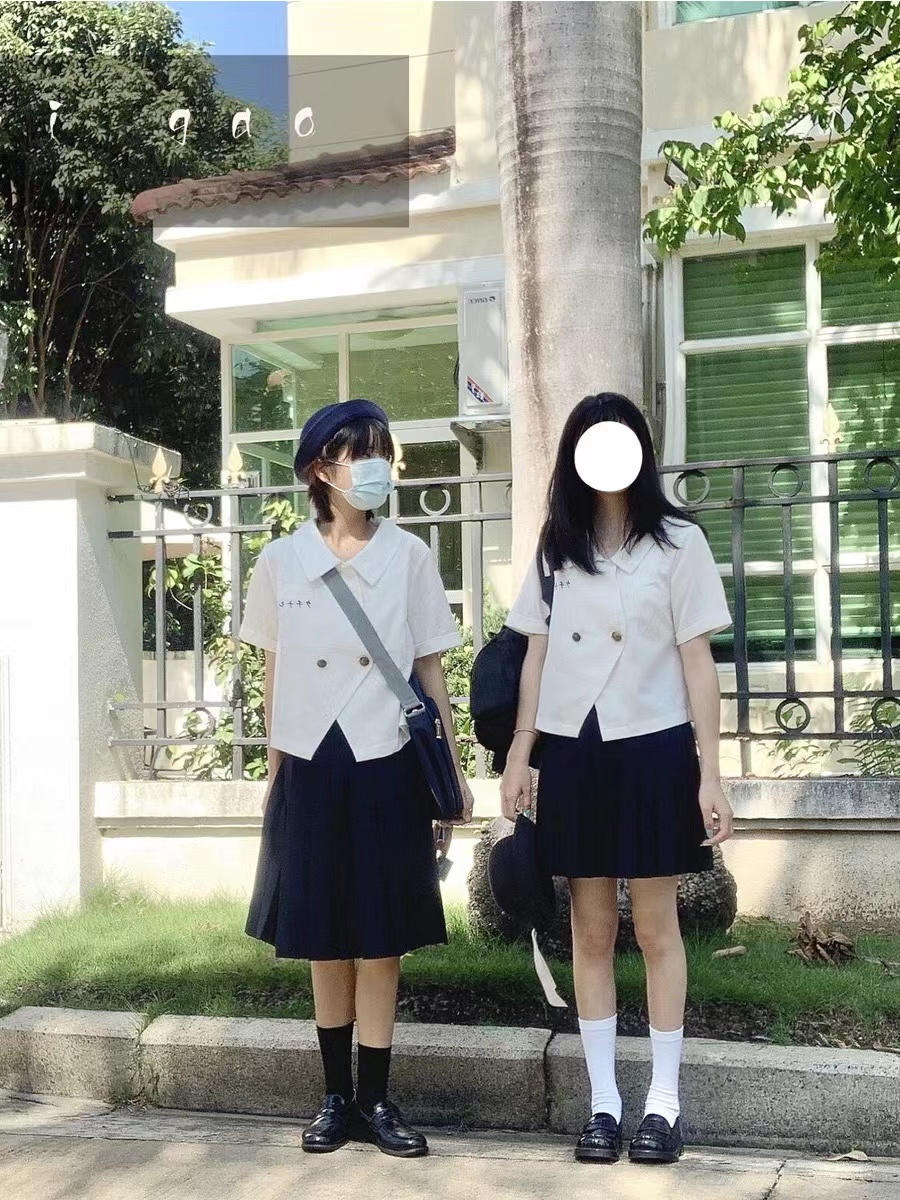 【星星抱月球】夏栀高/百搭复古上衣日系校供感jk制服短袖衬衫女 女装/女士精品 衬衫 原图主图