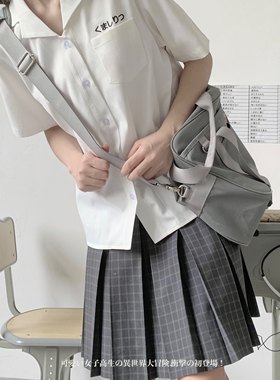 星星抱月球宽松jk短袖刺绣衬衫