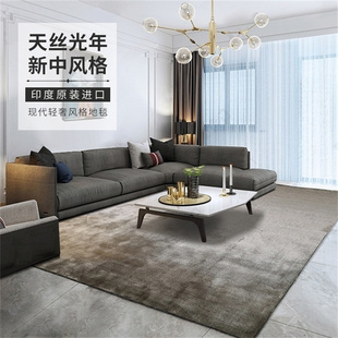 进口编织天丝高端大宅别墅客厅无胶地毯意式 印度手工原装 轻奢家用