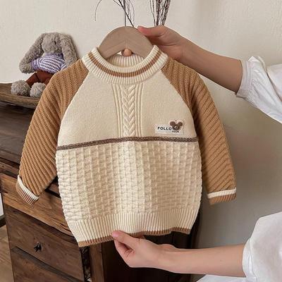 套头毛衣拼色针织衫男童