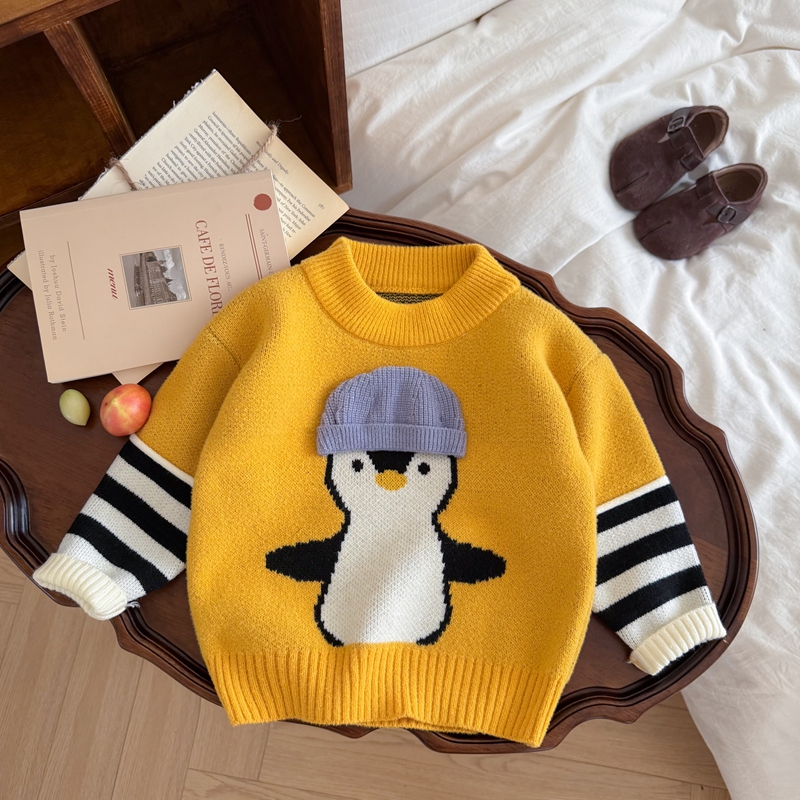 儿童针织衫男童卡通毛衣加绒