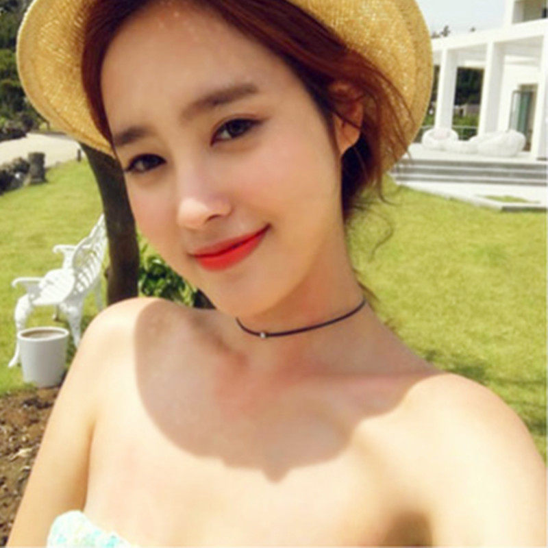 925纯银刘亦菲明星同款银珠子choker项圈 女 颈带韩国锁骨原宿细