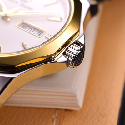 天王表山河系列男士手表商务复古金色双历机械表51018送爸爸礼物