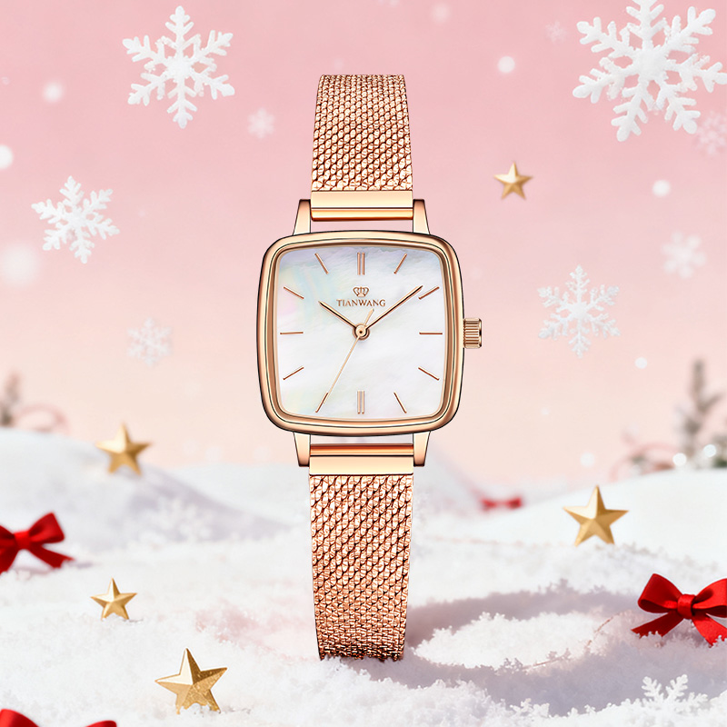 天王表母贝小方表轻奢优雅法式石英手表女生圣诞礼物31235女表