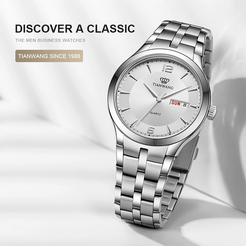 TIAN WANG Men's Quatz Watch with Stainless Steel Bracelet