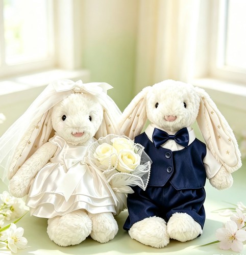 jellycat兔子玩偶衣服31cm邦尼兔中号伽百利兔子玩偶娃衣婚纱西装