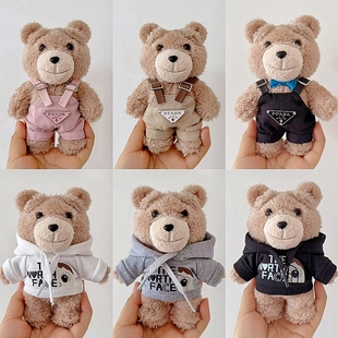 泡泡玛特Ted2泰迪熊娃衣玩偶公仔挂件衣服潮酷卫衣背带裤着替套装