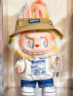 一二三代17cm38厘米labubu娃衣卫衣坐坐派对搪胶拉布布彩毛衣娃衣