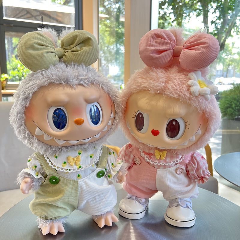 LABUBU拉布布搪胶公仔服装17cm38cm娃衣一二三代娃衣rock娃衣套装