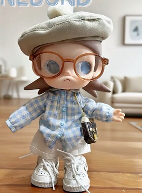 嘎子姐zsiga小清新蓝色娃衣向往之处玩偶格子衬衣套装卡通换装套