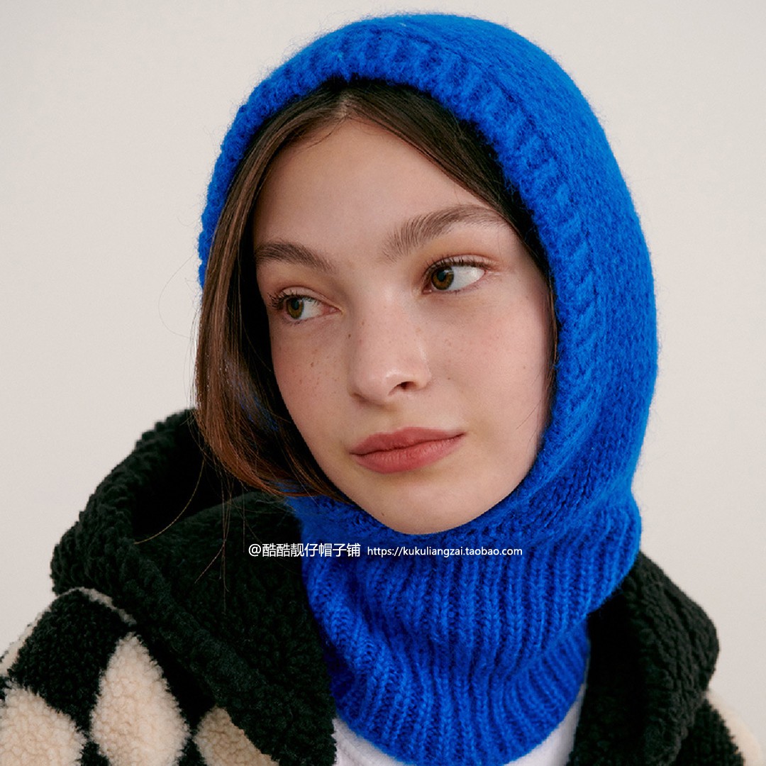 韩国ins套头蓝色巴拉克拉法帽子