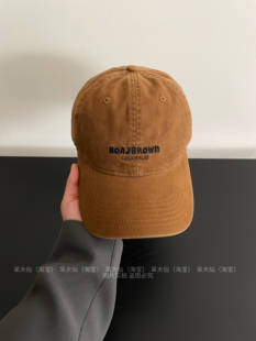 低饱和色 加大加深 美式复古字母棒球帽子男女遮阳鸭舌帽显脸小