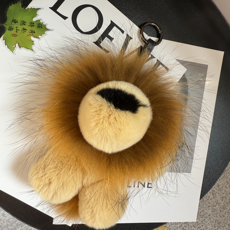 小狮子獭兔毛汽车钥匙扣挂件