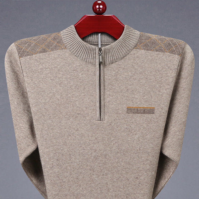爸爸装新款半高领纯色针织衫男士加厚毛衣秋冬季中老年拉链羊毛衫,男装,针织衫/毛衣,淘宝优惠券,粉丝福利购,淘宝优惠卷