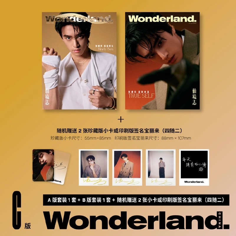 C版【A+B版套餐+随机赠送2张小卡或印刷版宝丽来】Wonderland.新视线杂志2025年8月封面张康乐 内文：陈飞宇 王楚然 李宛妲 周翊然