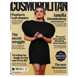 【可选】英文版 Cosmopolitan大都会时尚伊人杂志2025年4/5月合刊 Amelia Dimoldenberg 外文版女性服装时尚生活杂志