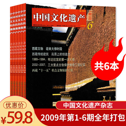 【全年珍藏共6本】中国文化遗产合订本杂志 2009年第1/2/3/4/5/6期全年打包组合 双月刊 正版现货文化遗产文物研究学术类书籍期刊