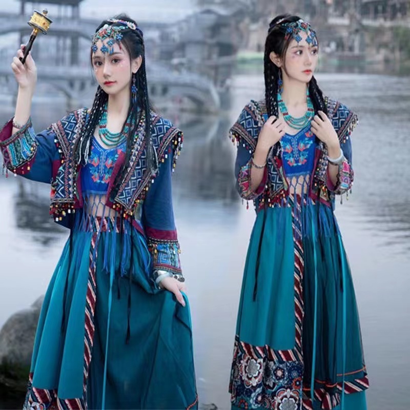 苗疆公主汉服女款异域风情哈尼民族苗族服饰夏季薄款古装傣族服装