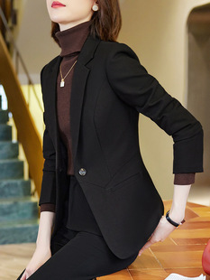 黑色西装套装女秋冬高级感正装职业装气质西服外套酒店经理工作服