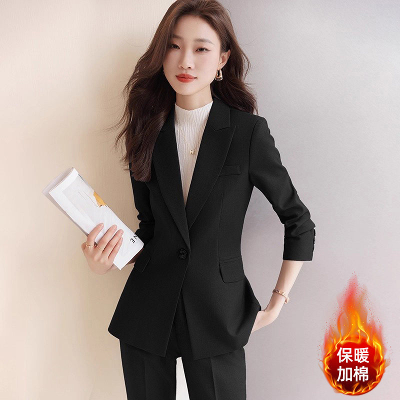 夹棉西装套装女春秋2025新款职业装酒店经理高级感西服外套工作服