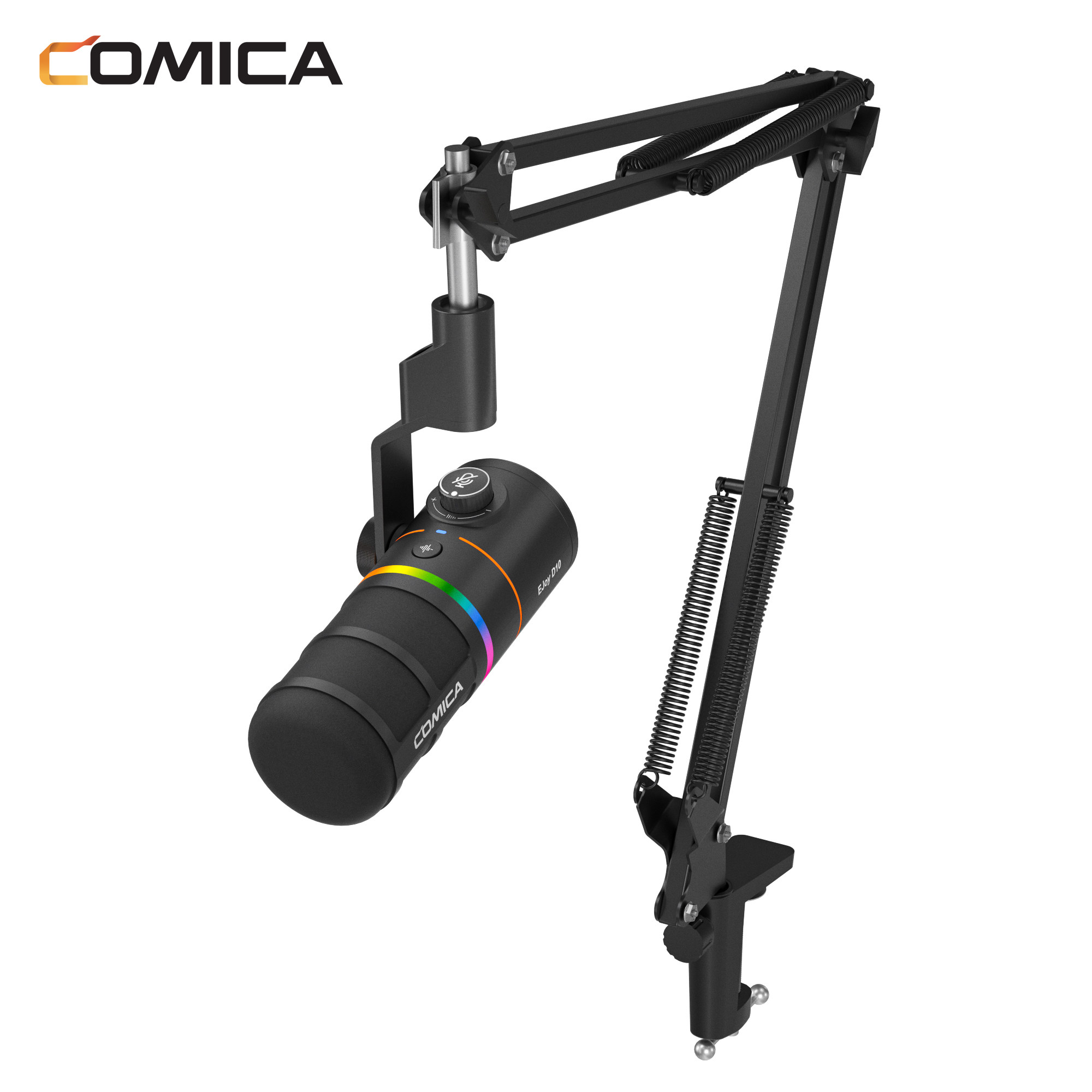 COMICA享听D10RGB心型动圈麦克风,XLR/USB-C数字/模拟双输出大振