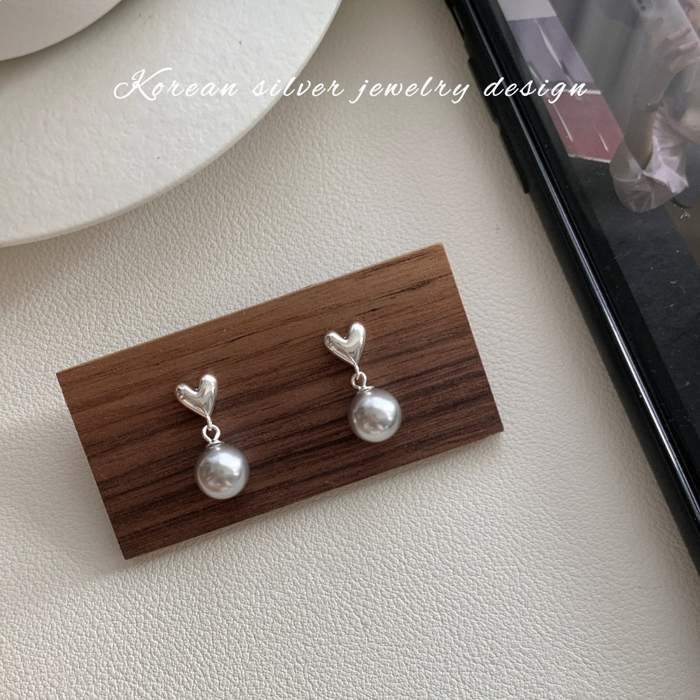 s925纯银银灰色圆珠爱心流苏耳钉女韩版高级感耳环小众冷淡风耳坠,饰品/流行首饰/时尚饰品新,银饰耳饰,淘宝优惠券,粉丝福利购,淘宝优惠卷