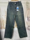 直筒阔腿裤 高腰宽松显瘦小个子窄版 女春秋款 无弹水泥灰阔腿牛仔裤