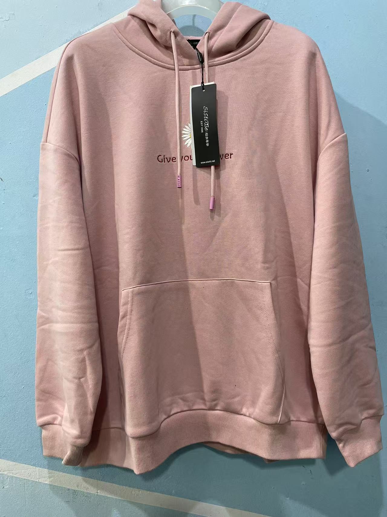 似水家春秋季新款女装连帽卫衣宽松休闲风百搭上衣