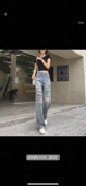 春夏款 无弹破洞牛仔裤 女新款 烫珠高腰阔腿怀旧设计感直筒拖地