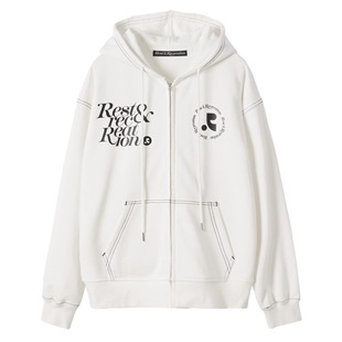 刘宪华同款字母印花宽松卫衣连帽拉链开衫上衣