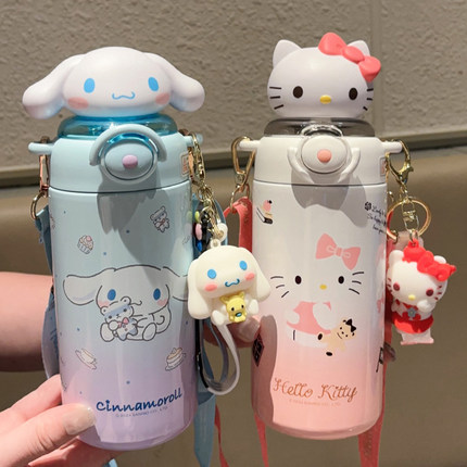 三丽鸥hellokitty高颜值保温杯女生可爱杯子儿童吸管杯316不锈钢