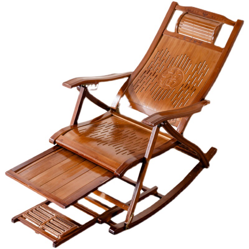 楠竹碳化折叠椅 竹躺椅老人休闲椅办公室午睡椅垫 夏季乘凉摇摇椅