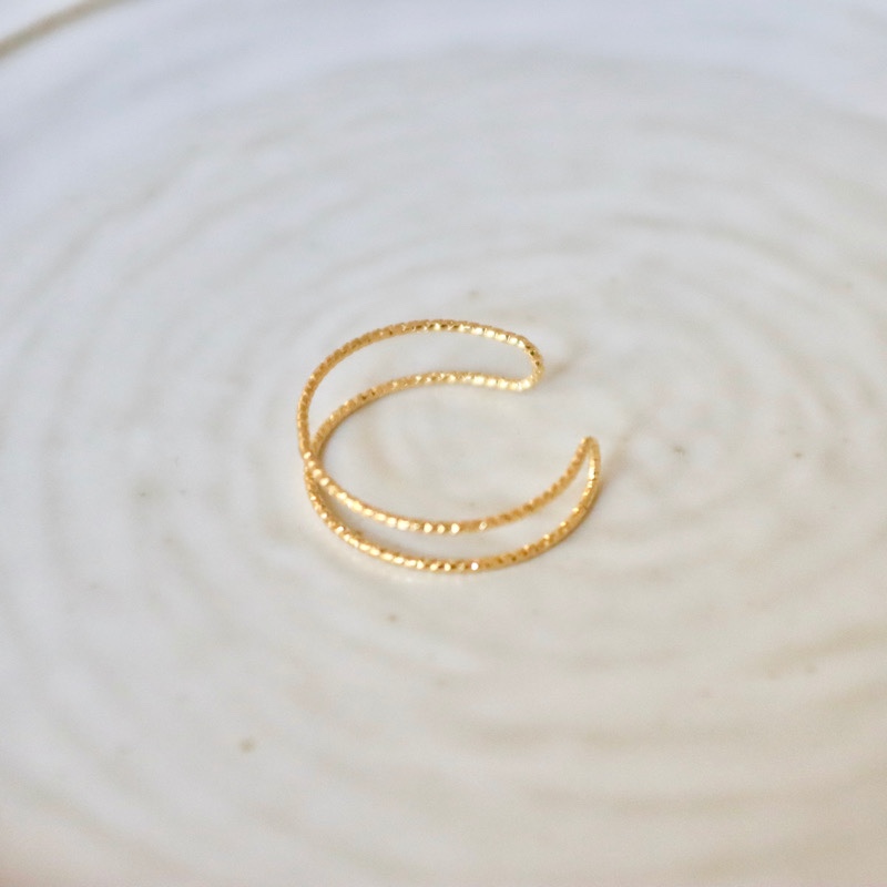 14k包金【双股批花戒圈】硬线双圈戒指手工夹珠绕线diy配件指环圈