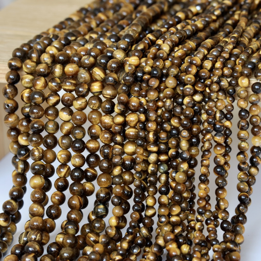 【虎眼石圆珠】天然石虎精石散珠半成品串珠配珠diy饰品材料配件