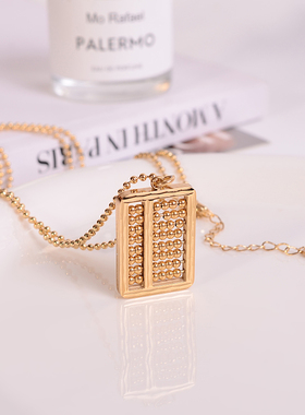 钛钢项链 如意算盘项链女高级感可拨动中长款毛衣链气质轻奢饰品