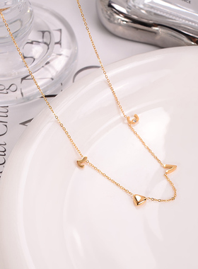 钛钢项链 简约小爱心项链女水洗不掉色特别设计love锁骨链超好搭