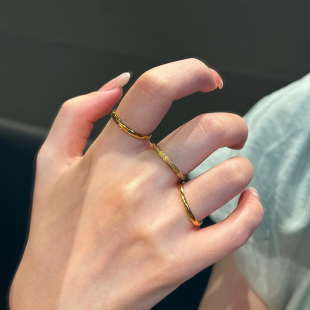 钛钢戒指 经典三生三世戒指女素圈三件套满天星磨砂指环手饰叠戴