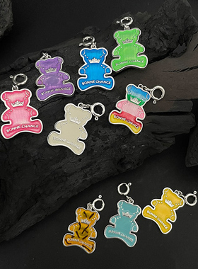 吊坠925银珐琅 韩国ins轻奢双面滴釉小熊吊坠仅吊坠通体s925纯银