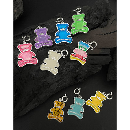 吊坠925银珐琅 韩国ins轻奢双面滴釉小熊吊坠仅吊坠通体s925纯银