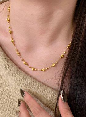 铜合金项链 新中式满天星蹦迪珠项链女爆闪星河锁骨链气质配饰