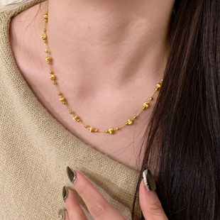 铜合金项链 新中式满天星蹦迪珠项链女爆闪星河锁骨链气质配饰