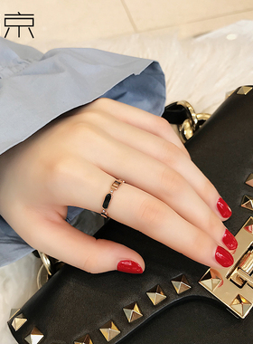 钛钢戒指 love食指戒指女百搭黑色日韩潮人网红学生指环时尚戒子