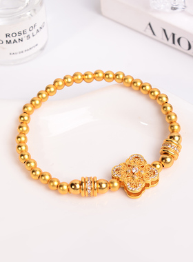 铜合金手链 新中式人生四美四叶花手链女精致时尚轻奢手串手饰