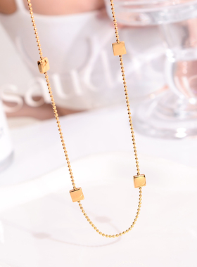 钛钢项链 小方块项链女2025新款气质小众设计轻奢锁骨链不褪色